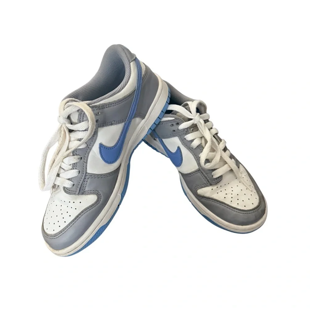 Nike Dunk Low White and Blue “Cement Royal” Athletic Shoes-Size 5Y